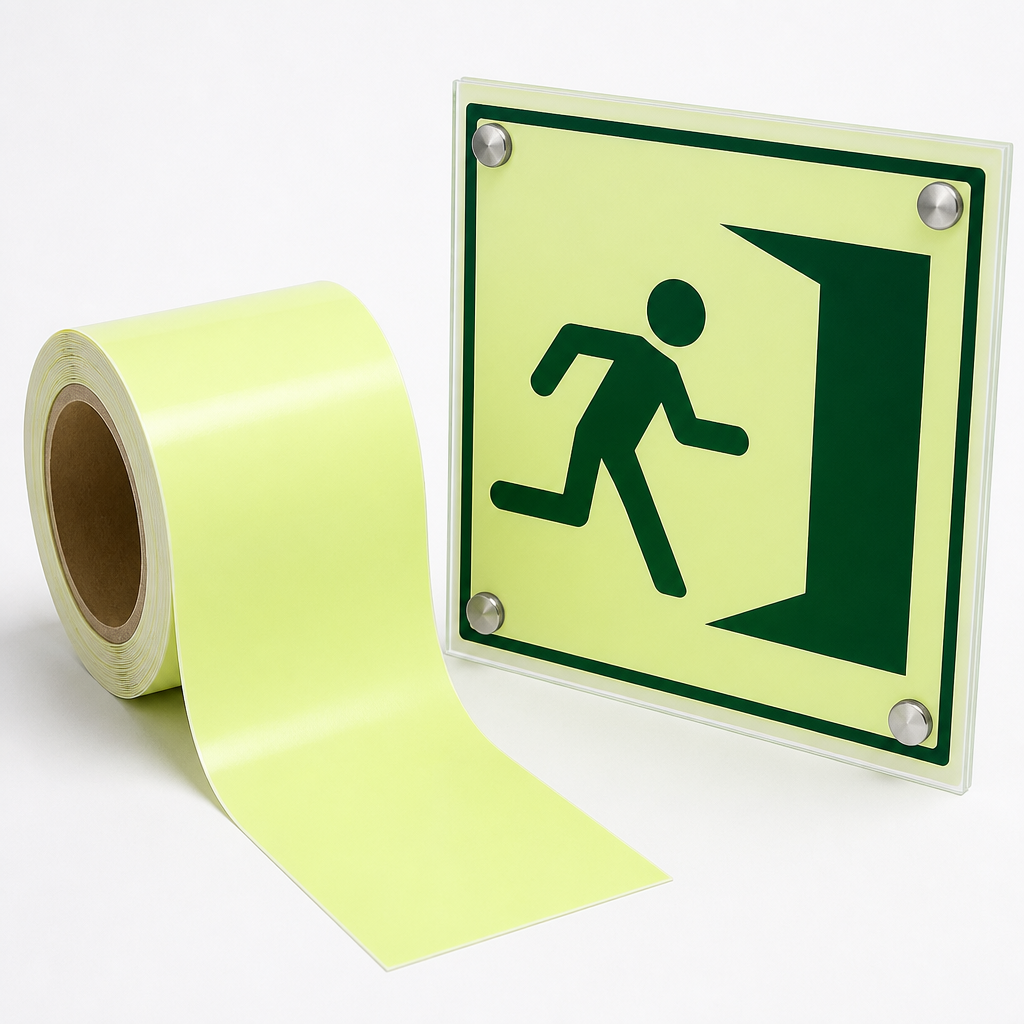 Photoluminescent sticker and acrylic signage